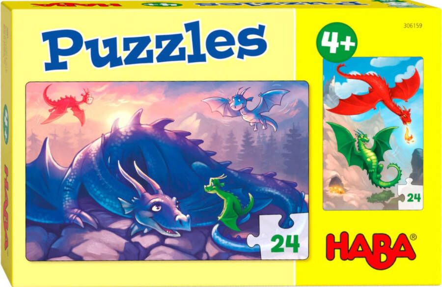 Haba Legpuzzel Puzzels Draken Junior Karton 2 X 24 Stukjes