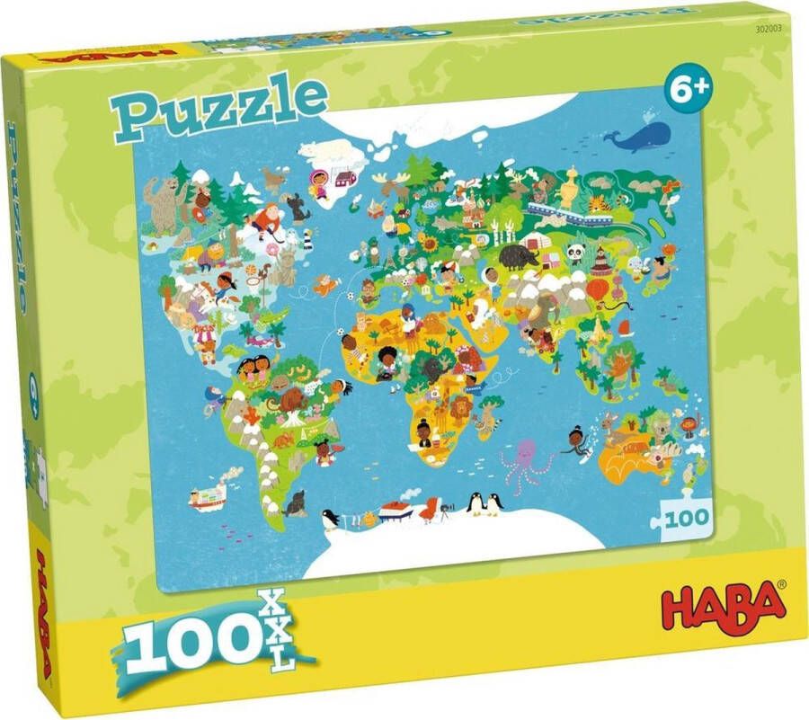 Haba kinderpuzzel wereldkaart 100 stukjes