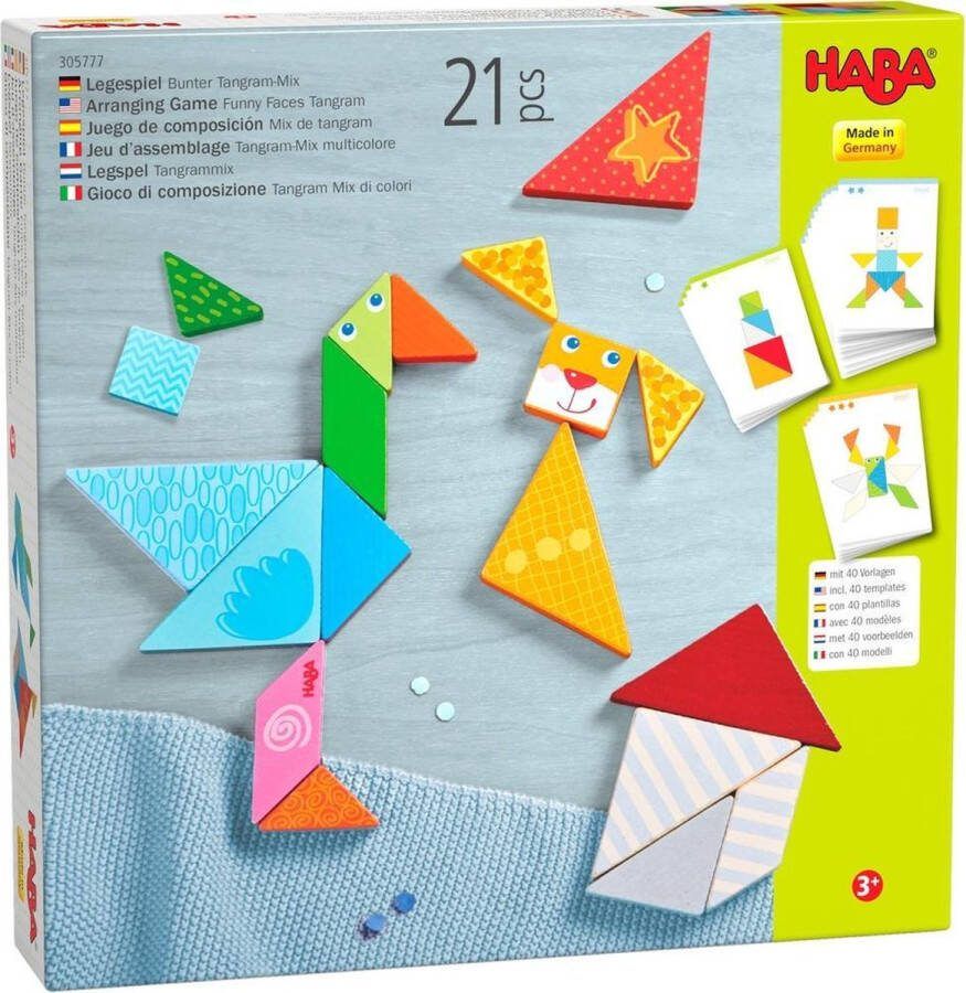 Haba vormenspel Tangrammix 21 9 x 21 9 cm hout 21-delig
