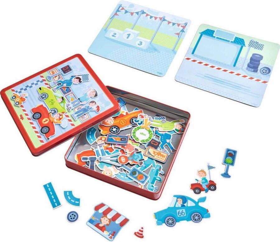 Haba magneetpuzzel Sportwagens junior 20 5 cm karton 117-delig