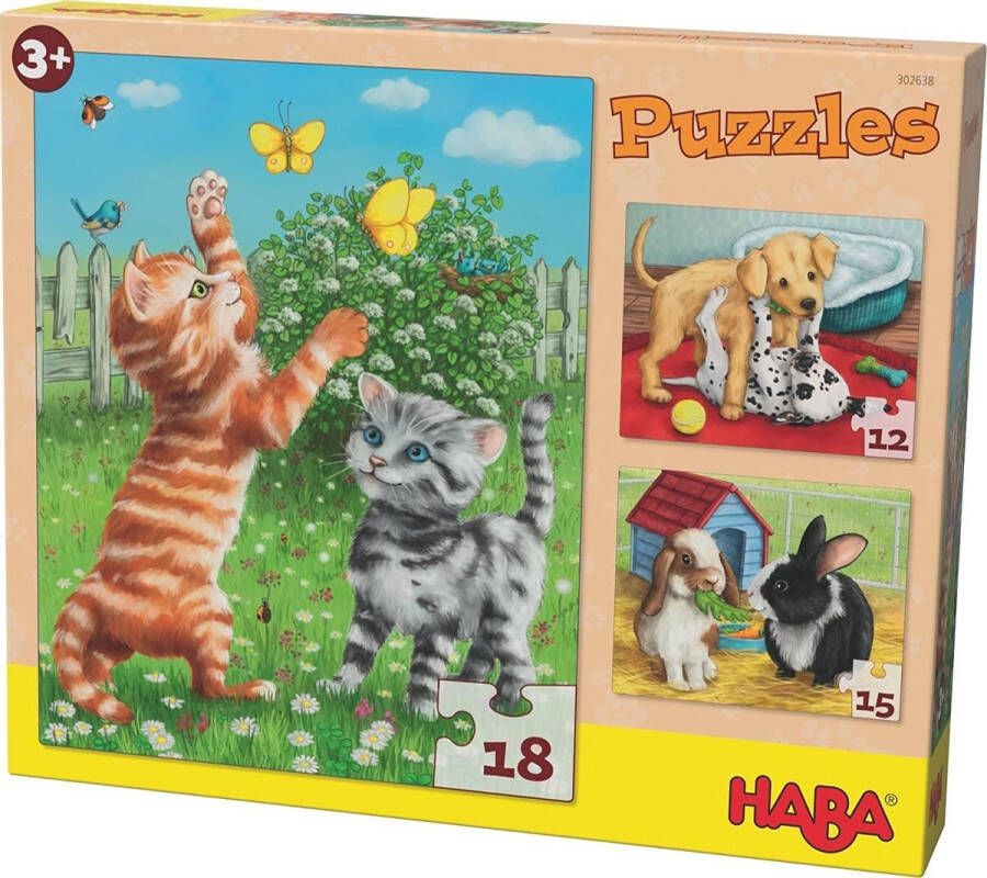 Haba legpuzzel Huisdieren 3-in-1 junior karton 45 stukjes