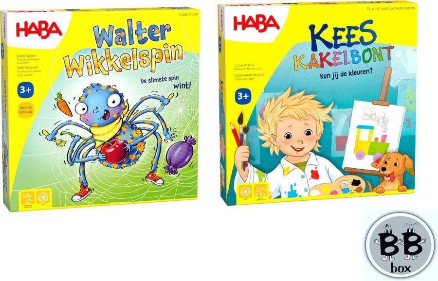 Haba Set van 2 spellen 3-6 jaar Kees Kakelbont + Walter Wikkelspin