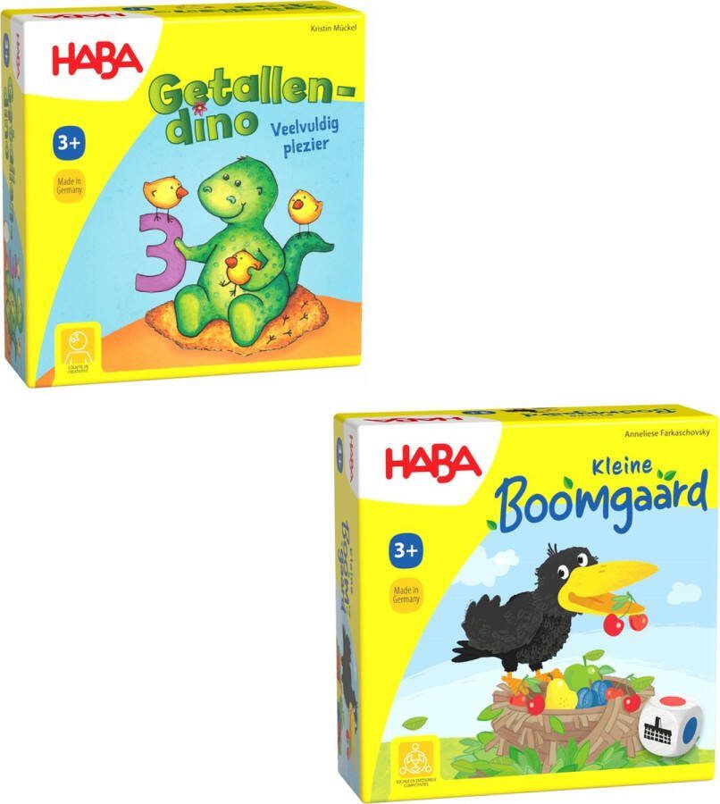 Haba Set van 2 spellen vanaf 3 jaar: Getallendino Kleine boomgaard