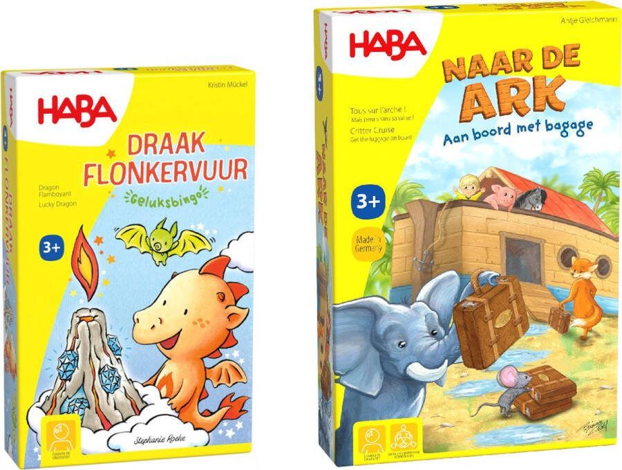 Haba Set van 2 spellen vanaf 3 jaar: Boomgaard Het memospel Draak Flonkervuur Geluksbingo