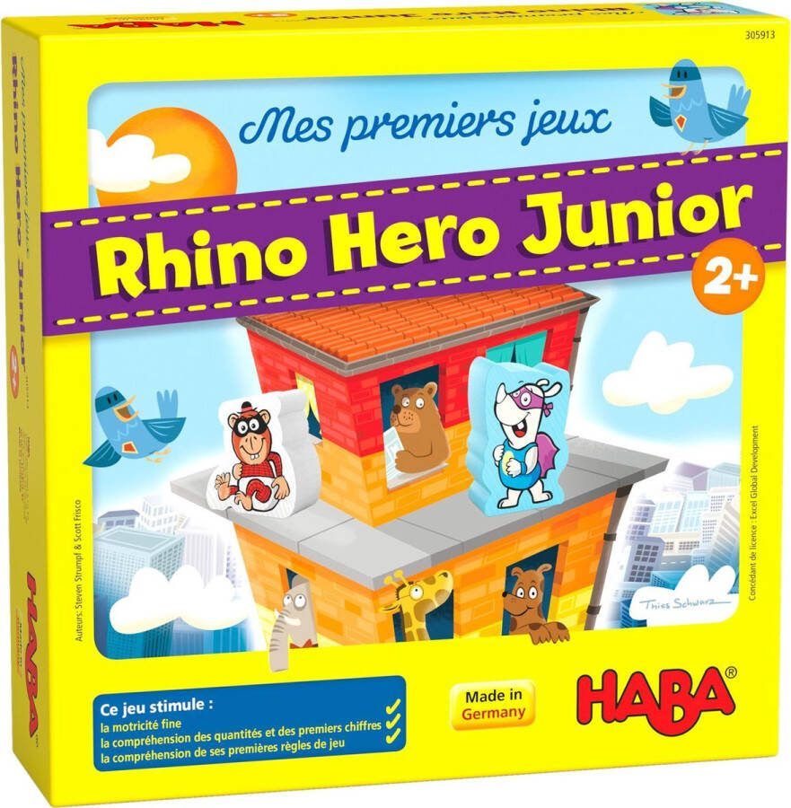 Haba Spel Mijn Eerste Spellen Rhino Hero Junior (fr) Karton hout 18-delig