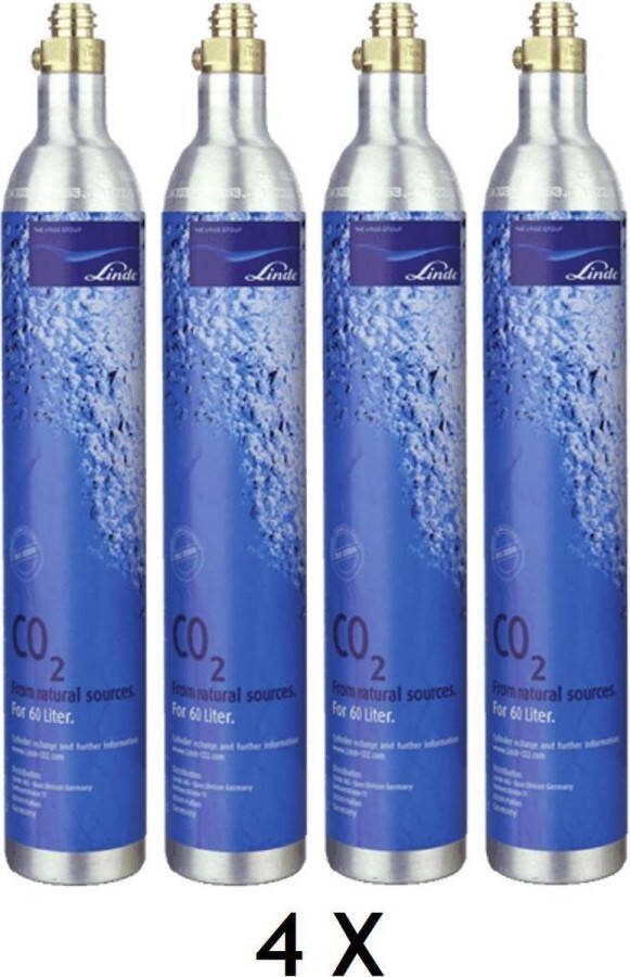Habit Voordeelpakket 4 x CO2 cilinder 4 x 60L Koolzuurcilinder voor o.a. Sodastream (blauwe sodastream cilinder) Aarke Mysoda en Brita universele co2 cilinders
