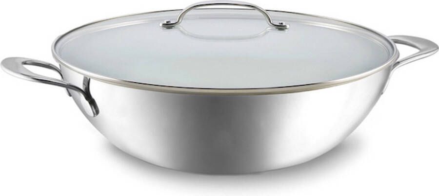 Habonne Avance Wok 24 cm Triply RVS met glasdeksel