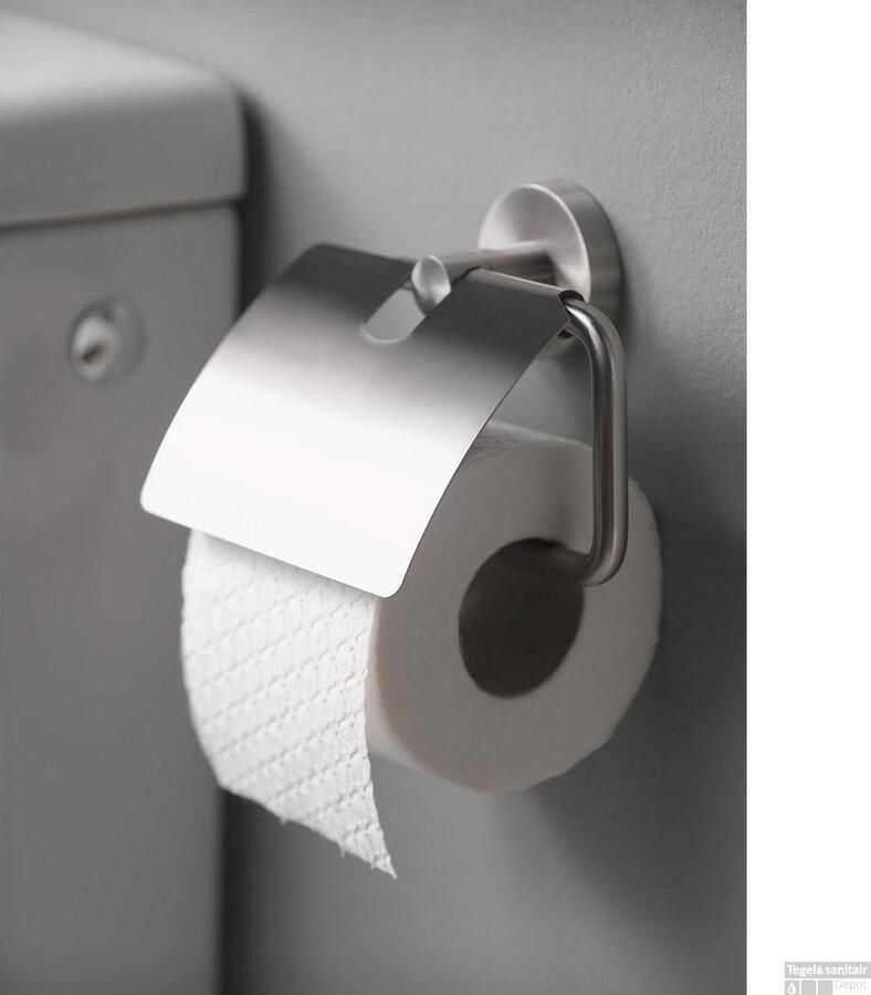 Haceka Kosmos Toiletrolhouder met klep mat RVS