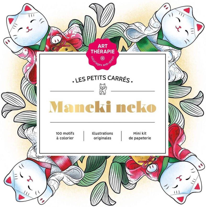 Hachette LES PETITS CARRES D ART-THERAPIE Maneki Neko Kleurboek voor volwassenen
