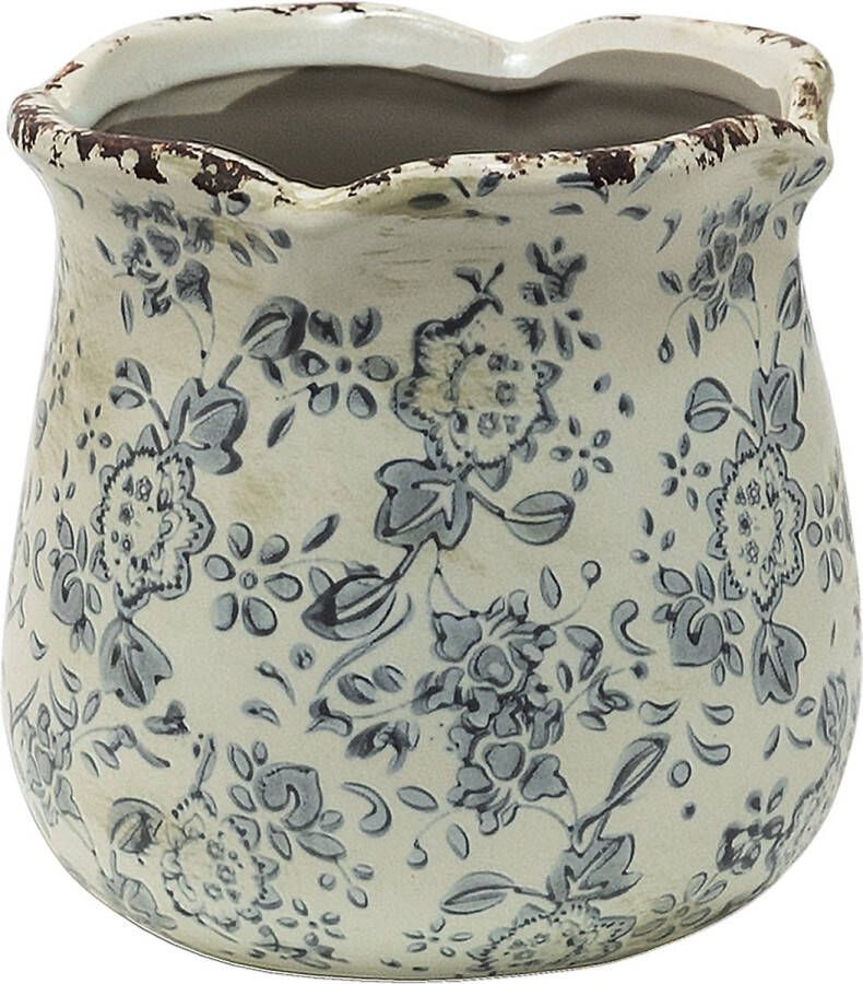 HAES deco Bloempot Ø 15x14 cm Grijs Beige Keramiek Bloemen Bloempot binnen Plantenpot Plant pot