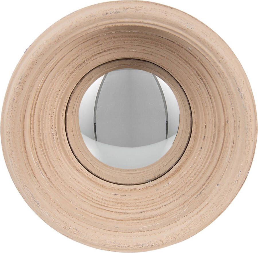 HAES deco Bolle ronde Spiegel Kleur Beige Formaat Ø 24x7 cm Materiaal Polyurethaan ( PU) Wandspiegel Spiegel rond Convex Glas