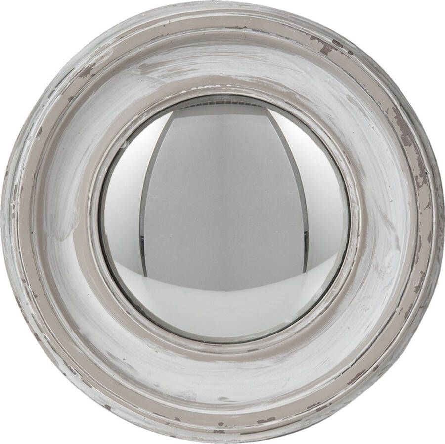 HAES deco Bolle ronde Spiegel Kleur Wit Formaat Ø 23x3 cm Materiaal Polyresin Glas Wandspiegel Spiegel rond Convex Glas