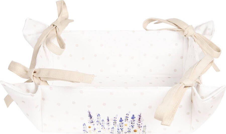 HAES deco Broodmand formaat 35x35x8 cm kleuren Wit Paars Geel van 100% Katoen Collectie: Lavender Field