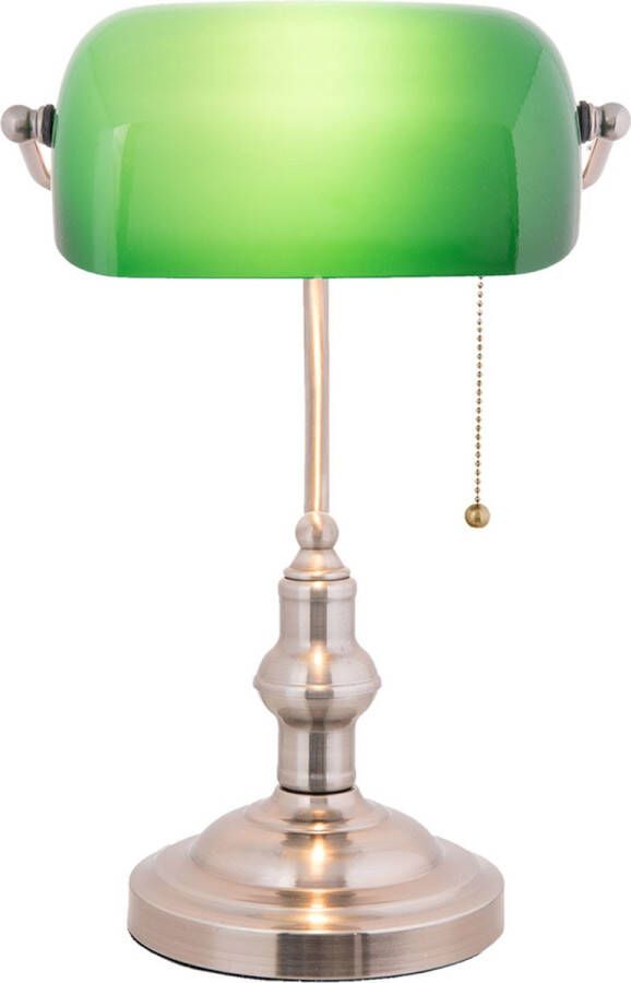 HAES deco Bureaulamp Bankierslamp 27x17x41 cm Groen Metaal Glas Tafellamp