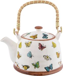 HAES deco Chinese Theepot Porselein Bonte Vlinders Theepot 700 ml Traditioneel Theeservies Theekan