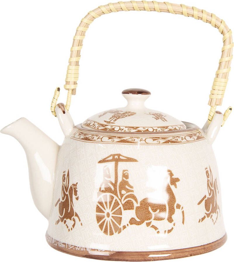 HAES deco Chinese Theepot Porselein Chinese Paard en Wagen Theepot 800 ml Traditioneel Theeservies Theekan