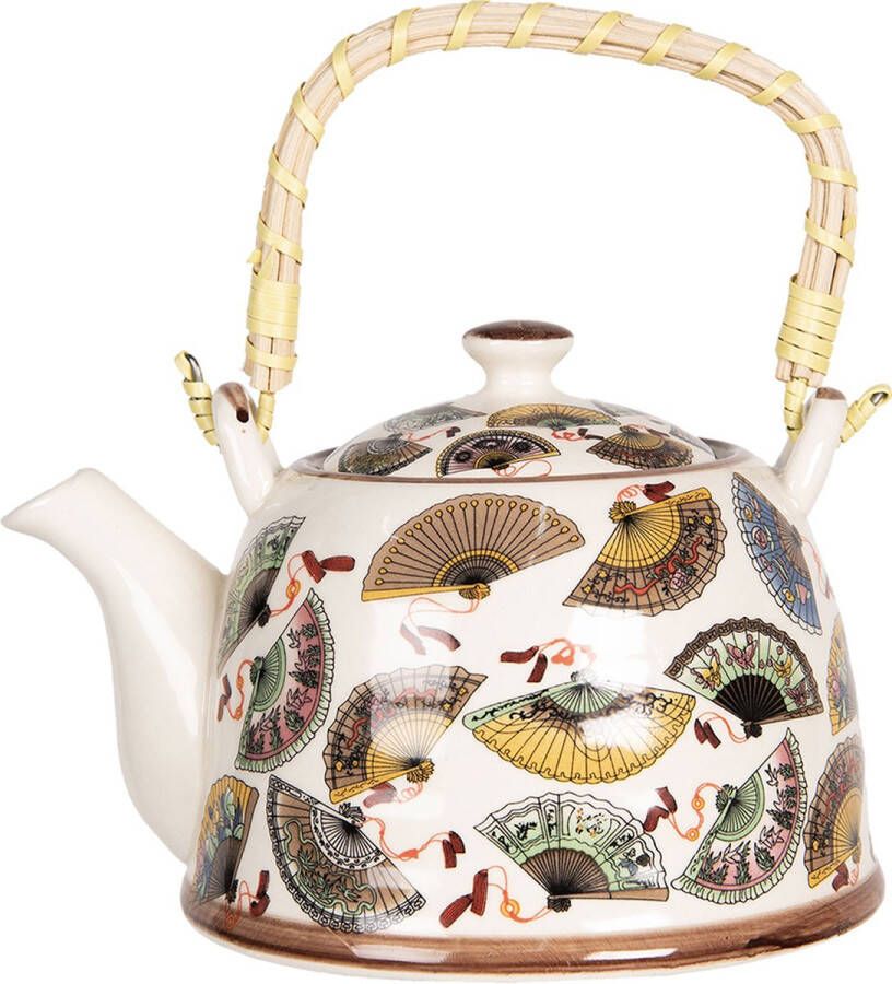 HAES deco Chinese Theepot Porselein Chinese Waaiers Theepot 800 ml Traditioneel Theeservies Theekan
