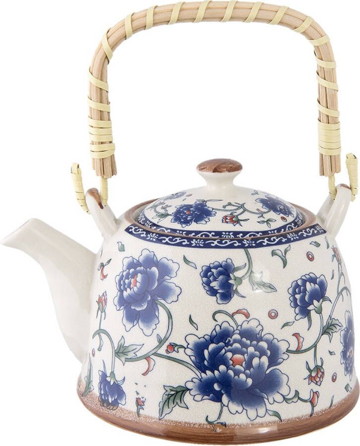 HAES deco Chinese Theepot Porselein Grote Blauwe Bloemen Theepot 700 ml Traditioneel Theeservies Theekan