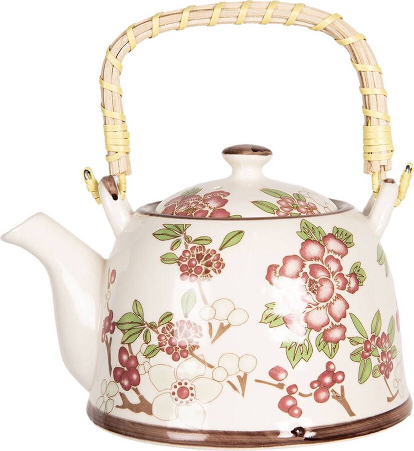 HAES deco Chinese Theepot Porselein Roze Bloemen Theepot 800 ml Traditioneel Theeservies Theekan