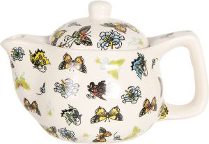 HAES deco Chinese Theepot Porselein Vlinders en Bloemen Theepot 400 ml Traditioneel Theeservies Theekan