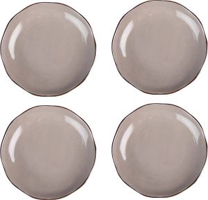 HAES deco Dinerborden set van 4 Formaat Ø 27x3 cm Kleur Grijs Bedrukt Keramiek Collectie: Urban Chique Servies grote borden