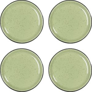HAES deco Dinerborden set van 4 Formaat Ø 27x3 cm Kleur Groen Bedrukt Keramiek Collectie: Casual Green Servies grote borden