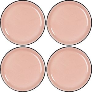 HAES deco Dinerborden set van 4 Formaat Ø 27x3 cm Kleur Roze Bedrukt Keramiek Collectie: Casual Pink Servies grote borden