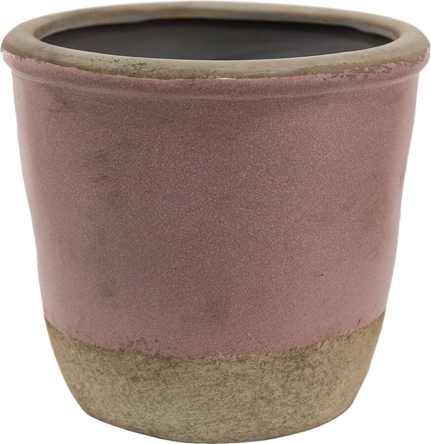 HAES deco Bloempot Ø 19x19 cm Roze Beige Keramiek Rond Bloempot binnen Plantenpot Plant pot
