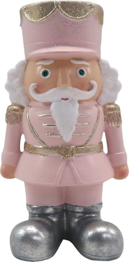 HAES deco Kerst Notenkraker Kleur Roze Formaat 10x8x17 cm Materiaal Polyresin Notenkraker Figuur Notenkraker Soldaat Kerstfiguur Kerstdecoratie