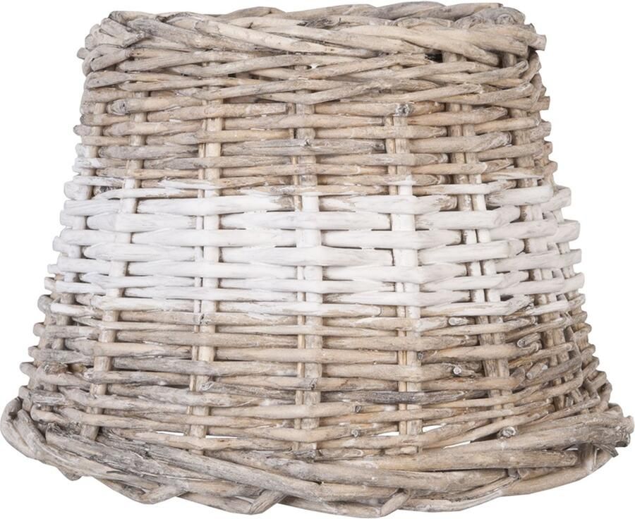 HAES deco Rotan Lampenkap Natural Cosy beige rotan gevlochten met witte band formaat Ø 20x15 cm voor Fitting E27 Tafellamp Hanglamp