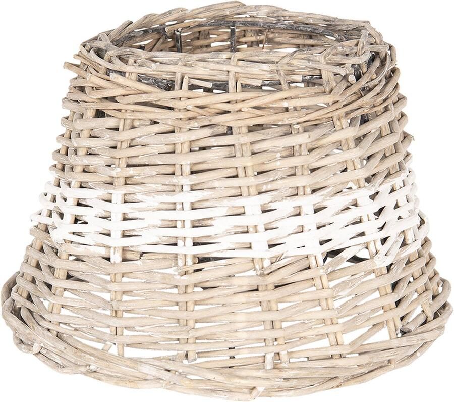 HAES deco Rotan Lampenkap Natural Cosy beige rotan gevlochten met witte band formaat Ø 23x16 cm voor Fitting E27 Tafellamp Hanglamp