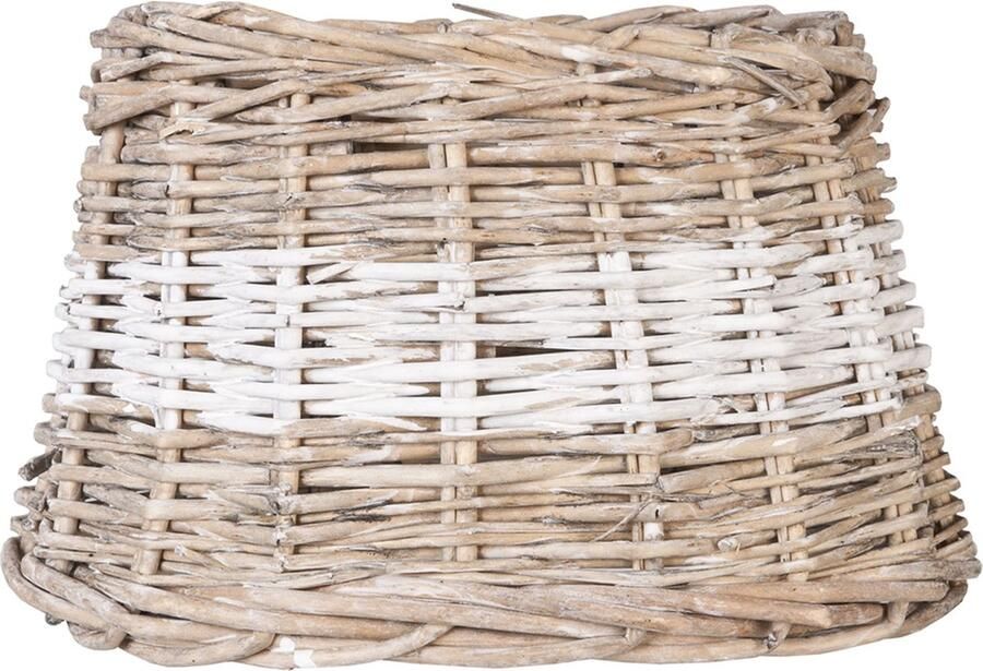 HAES deco Rotan Lampenkap Natural Cosy bruin rotan gevlochten met witte band formaat 25x18x16 cm voor Fitting E27 Tafellamp Hanglamp
