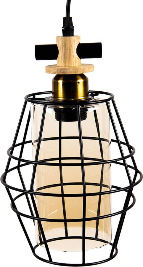 HAES deco Hanglamp Industrial Moderne Industriele Lamp formaat 18x18x31 cm Zwart Metaal en Glas Hanglamp Eettafel Hanglamp Eetkamer