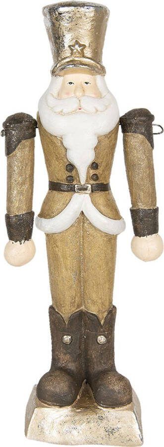 HAES deco Kerst Notenkraker Kleur Goudkleurig Formaat 23x14x69 cm Materiaal Polyresin Notenkraker Figuur Notenkraker Soldaat Kerstfiguur Kerstdecoratie