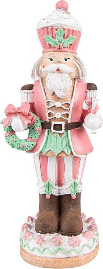HAES deco Kerst Notenkraker Kleur Roze Formaat 9x6x24 cm Materiaal Polyresin Notenkraker Figuur Notenkraker Soldaat Kerstfiguur Kerstdecoratie