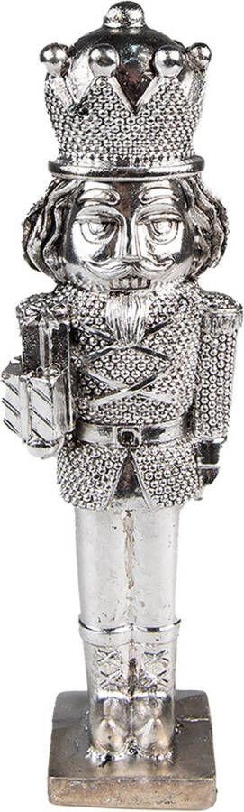 HAES deco Kerst Notenkraker Kleur Zilverkleurig Formaat 5x4x16 cm Materiaal Polyresin Notenkraker Figuur Notenkraker Soldaat Kerstfiguur Kerstdecoratie