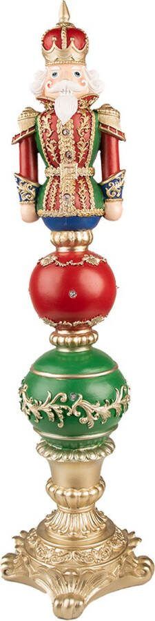 HAES deco Kerst Notenkraker met Verlichting Kleur Rood Formaat 16x16x60 cm 3xAA Materiaal Polyresin Notenkraker Figuur Notenkraker Soldaat Kerstfiguur Kerstdecoratie