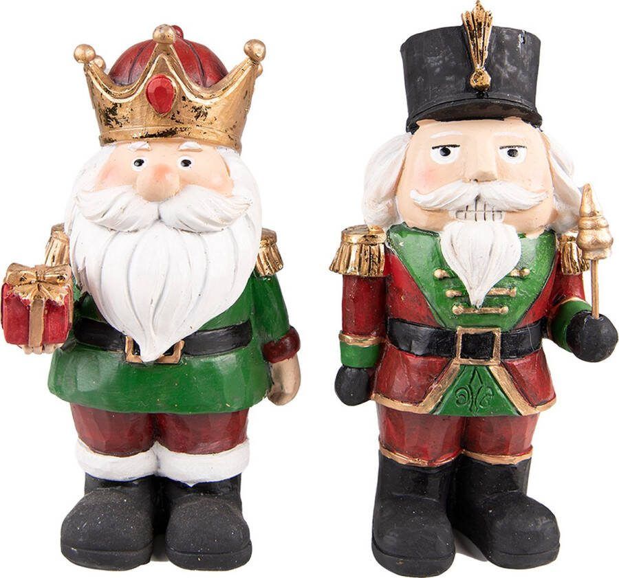 HAES deco Kerst Notenkraker set van 2 Kleur Rood Formaat (2) 11x8x21 cm Materiaal Polyresin Notenkraker Figuur Notenkraker Soldaat Kerstfiguur Kerstdecoratie