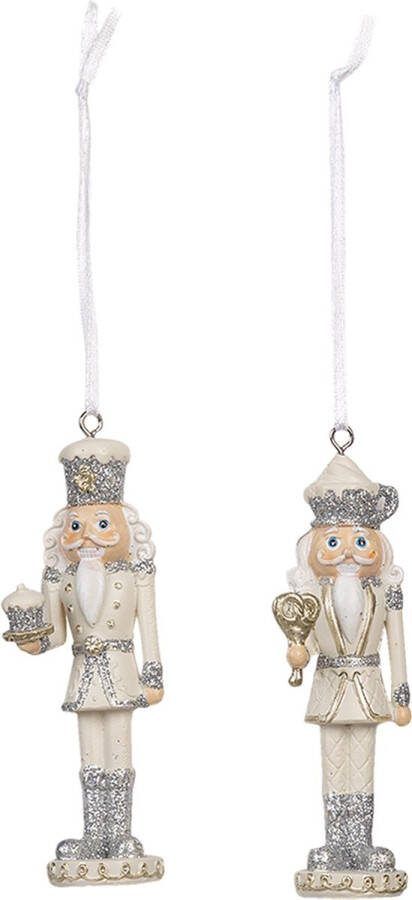 HAES deco Kersthanger Notenkraker Formaat (2) 3x3x10 cm Kleur Zilverkleurig Materiaal Polyresin Kerstversiering Kerstdecoratie Decoratie Hanger Kerstboomversiering