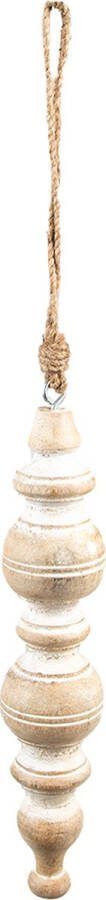 HAES deco Kersthanger Ornament Formaat Ø 5x19 cm Kleur Beige Materiaal Hout Kerstversiering Kerstdecoratie Decoratie Hanger Kerstboomversiering