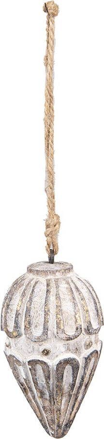 HAES deco Kersthanger Ornament Formaat Ø 6x11 cm Kleur Beige Materiaal Hout Kerstversiering Kerstdecoratie Decoratie Hanger Kerstboomversiering