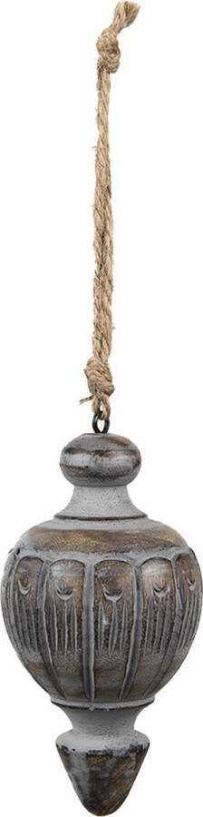 HAES deco Kersthanger Ornament Formaat Ø 6x13 cm Kleur Grijs Materiaal Hout Kerstversiering Kerstdecoratie Decoratie Hanger Kerstboomversiering