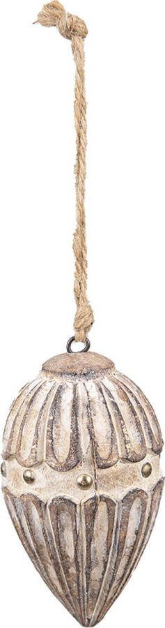 HAES deco Kersthanger Ornament Formaat Ø 7x12 cm Kleur Beige Materiaal Hout Kerstversiering Kerstdecoratie Decoratie Hanger Kerstboomversiering
