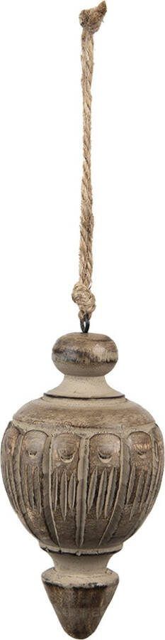 HAES deco Kersthanger Ornament Formaat Ø 7x13 cm Kleur Bruin Materiaal Hout Kerstversiering Kerstdecoratie Decoratie Hanger Kerstboomversiering