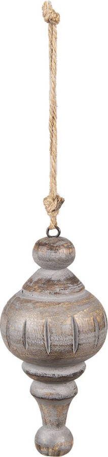 HAES deco Kersthanger Ornament Formaat Ø 7x15 cm Kleur Grijs Materiaal Hout Kerstversiering Kerstdecoratie Decoratie Hanger Kerstboomversiering