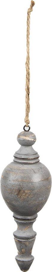 HAES deco Kersthanger Ornament Formaat Ø 7x19 cm Kleur Grijs Materiaal Hout Kerstversiering Kerstdecoratie Decoratie Hanger Kerstboomversiering
