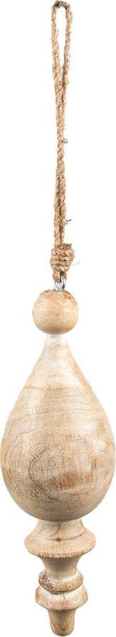 HAES deco Kersthanger Ornament Formaat Ø 7x23 cm Kleur Beige Materiaal Hout Kerstversiering Kerstdecoratie Decoratie Hanger Kerstboomversiering