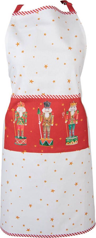 HAES deco Keukenschort formaat 70x85 cm kleuren Wit Rood Groen Bruin van 100% Katoen Collectie: Happy Little Christmas Kerstschort BBQ Schort Kookschort