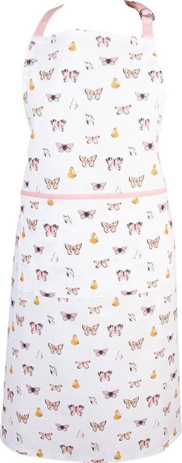 HAES deco Keukenschort met 2 ovenwanten formaat 70x85 cm kleuren Beige Rose van 100% Katoen Collectie: Butterfly Paradise BBQ Schort Kookschort