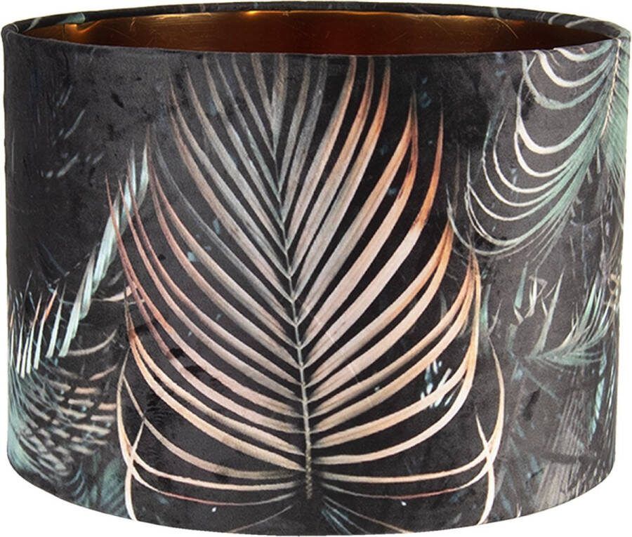 HAES deco Lampenkap City Jungle zwart met tropische bladeren bedrukt formaat Ø 34x24 cm voor Fitting E27 Tafellamp Hanglamp